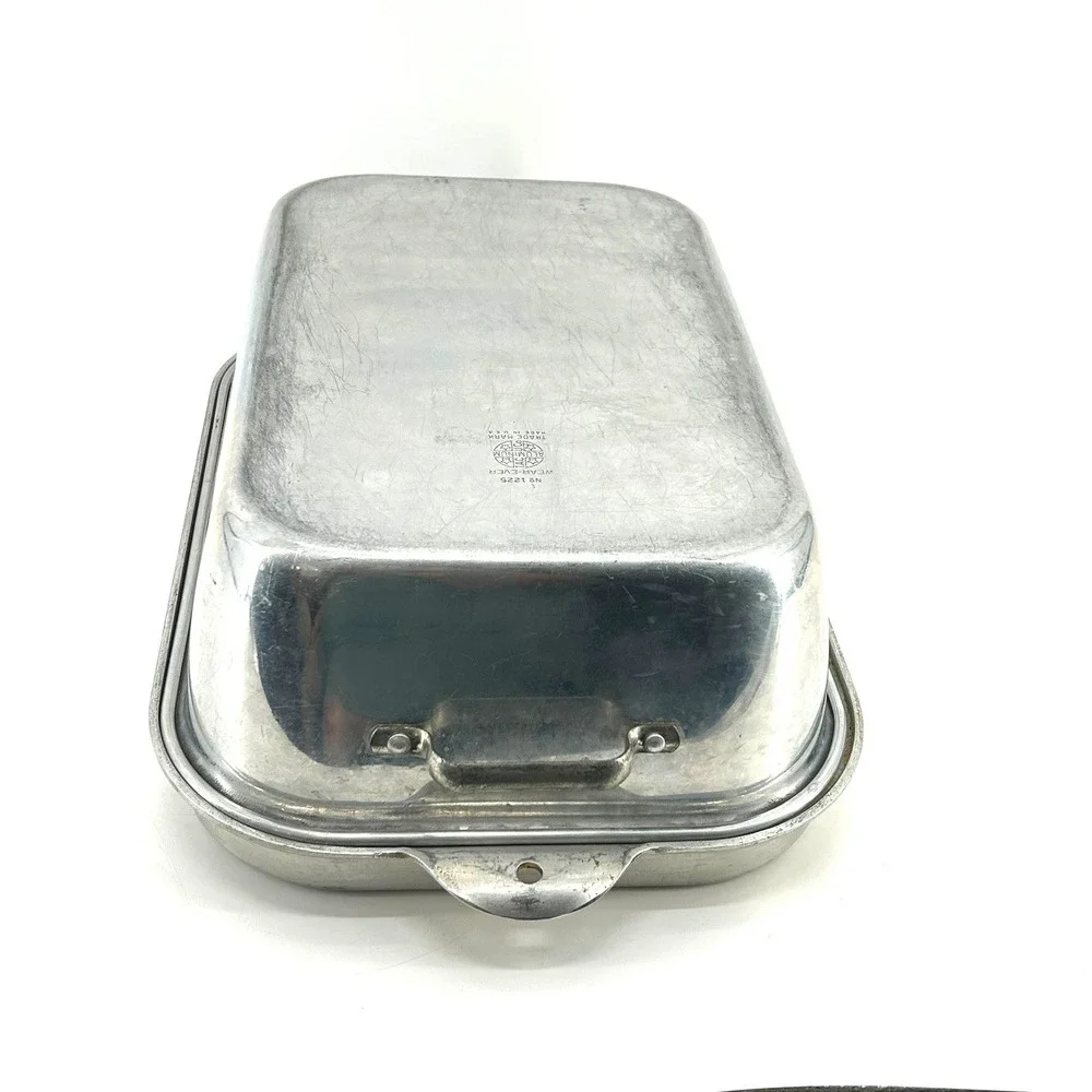 Vintage Wear-Ever Aluminum Roaster Pan No 1225 Large Rectangular Lid USA Made